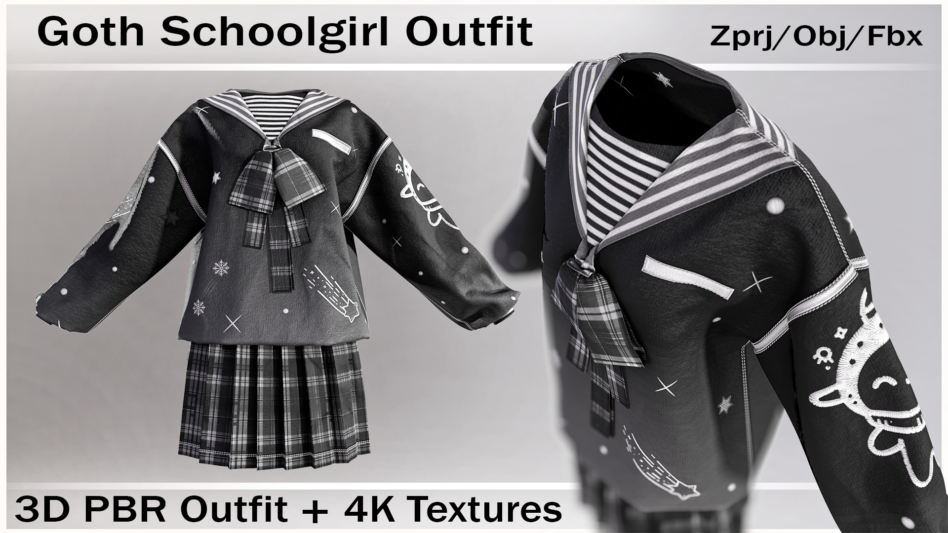 Goth Schoolgirl Outfit 3D model