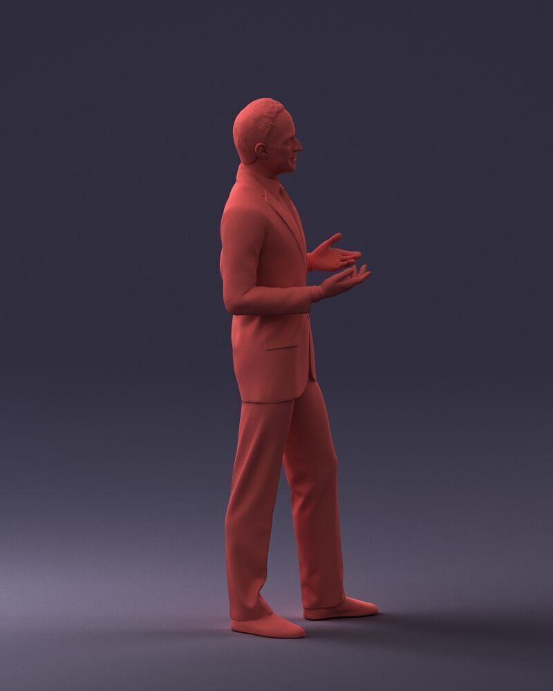 000126 Man in Plaid Suit and Striped Slippers 0428 3D print model_3