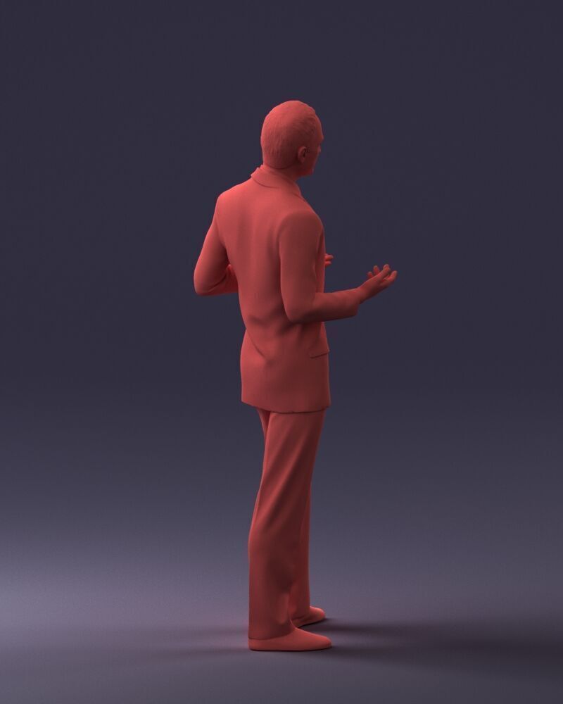 000126 Man in Plaid Suit and Striped Slippers 0428 3D print model_4