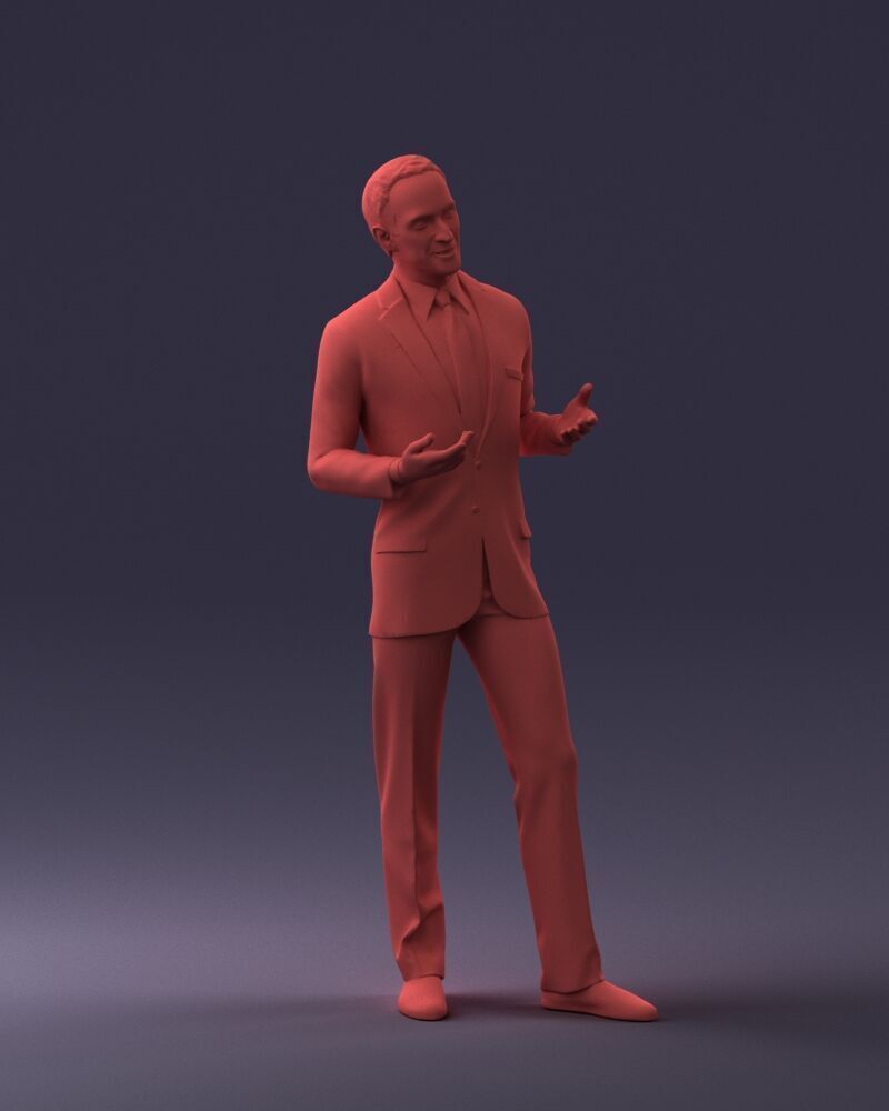 000126 Man in Plaid Suit and Striped Slippers 0428 3D print model_12