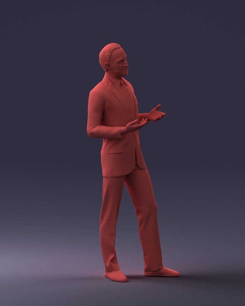 000126 Man in Plaid Suit and Striped Slippers 0428 3D print model_2