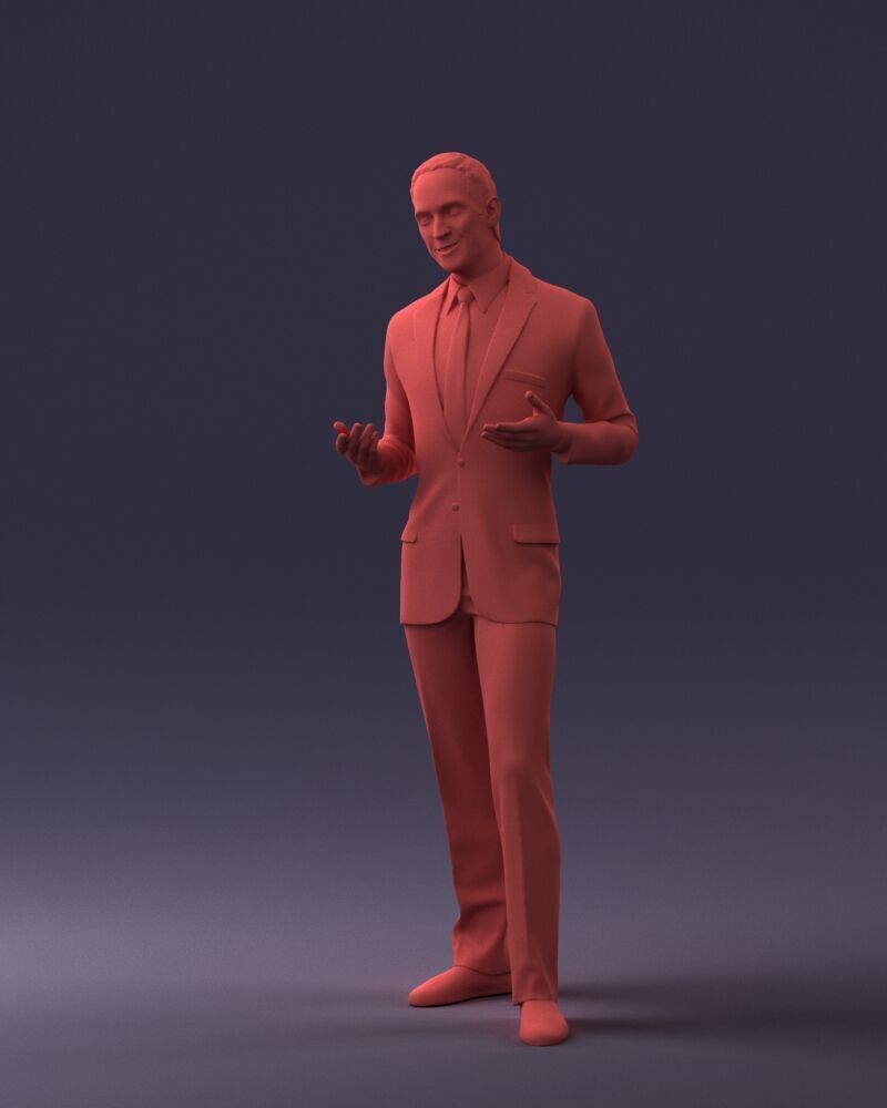 000126 Man in Plaid Suit and Striped Slippers 0428 3D print model_9