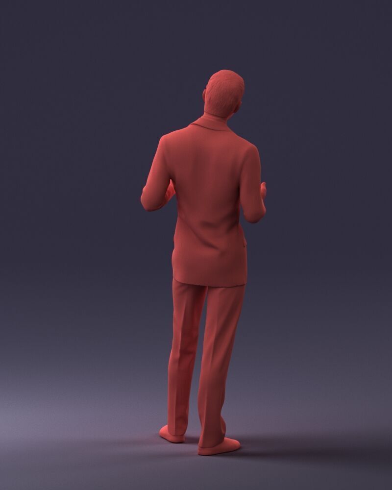 000126 Man in Plaid Suit and Striped Slippers 0428 3D print model_5