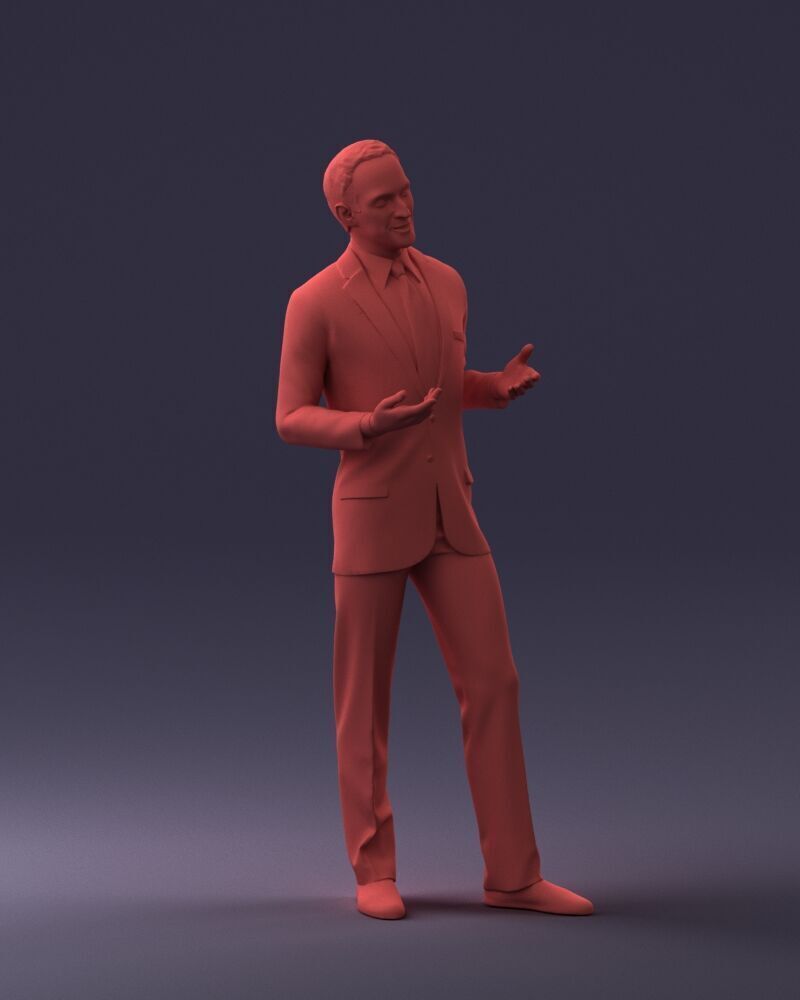 000126 Man in Plaid Suit and Striped Slippers 0428 3D print model_1