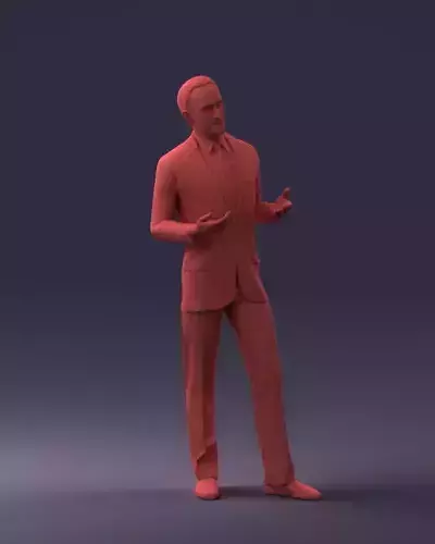 000126 Man in Plaid Suit and Striped Slippers 0428 3D print model