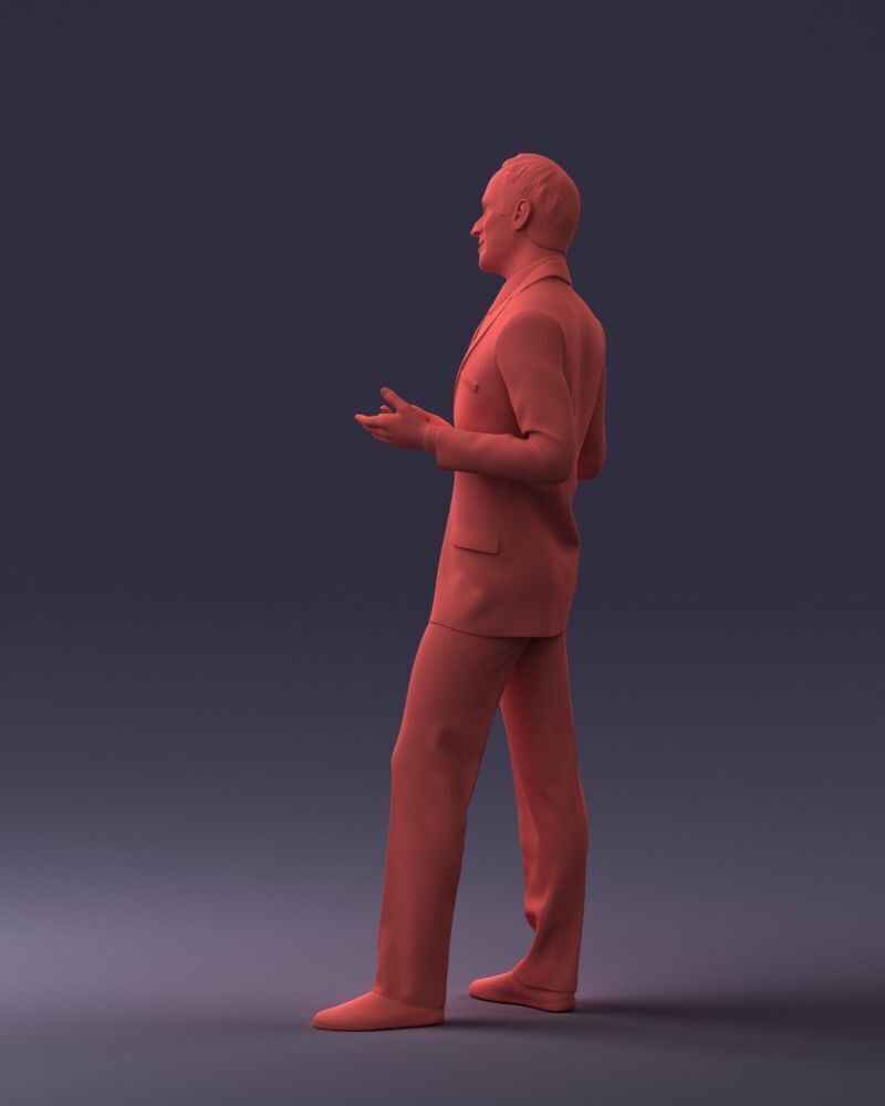 000126 Man in Plaid Suit and Striped Slippers 0428 3D print model_7