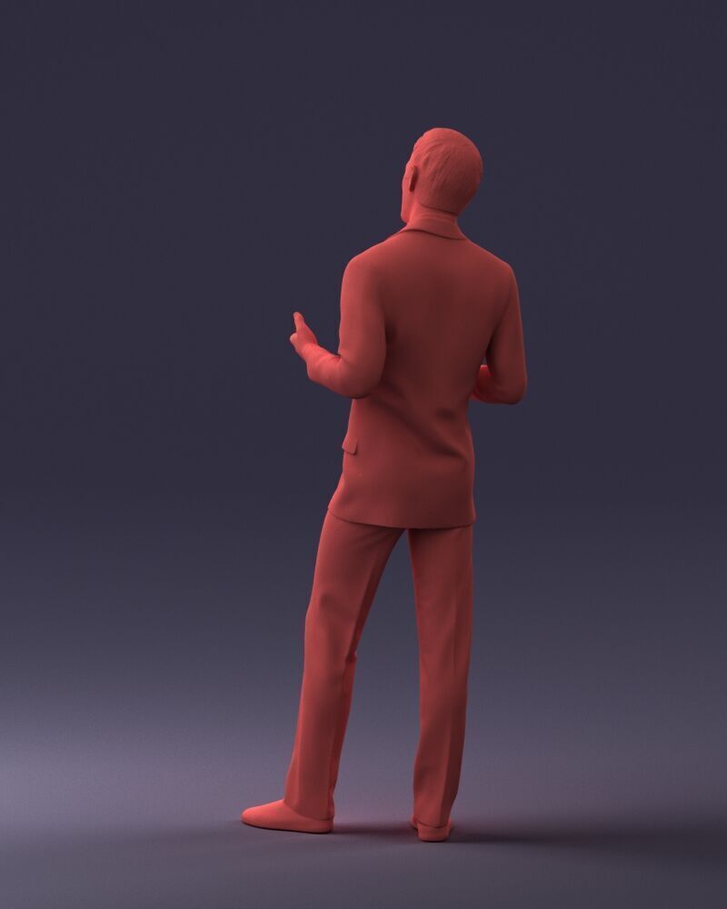 000126 Man in Plaid Suit and Striped Slippers 0428 3D print model_6