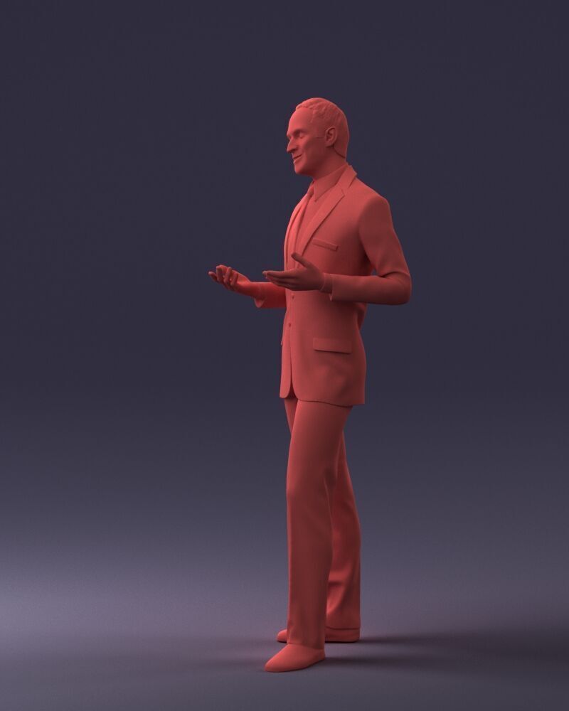 000126 Man in Plaid Suit and Striped Slippers 0428 3D print model_8