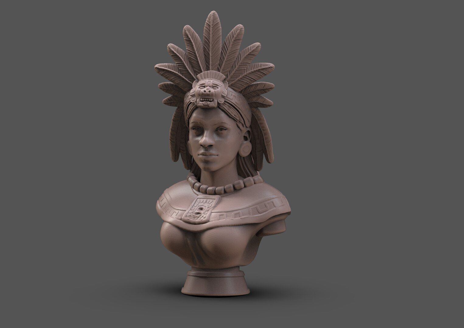 Aztec Woman bust 3D print model_2