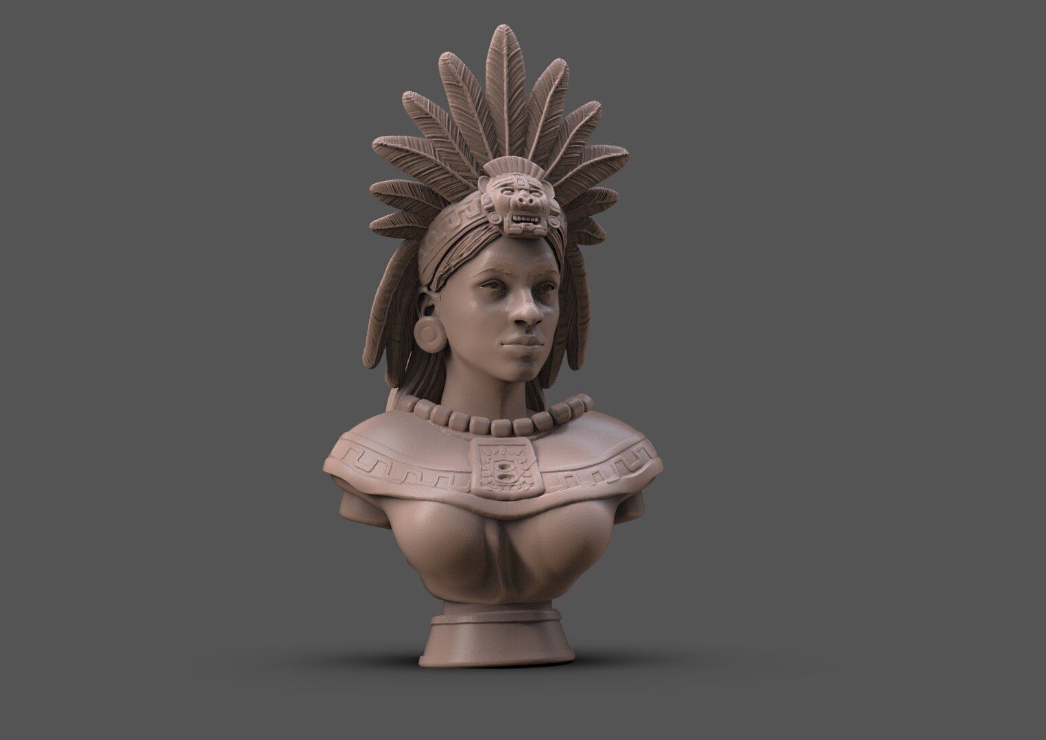 Aztec Woman bust 3D print model_1