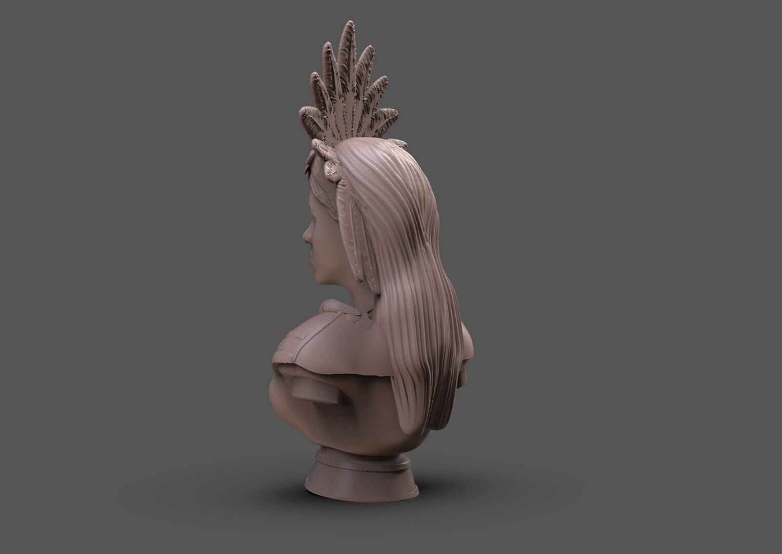 Aztec Woman bust 3D print model_3