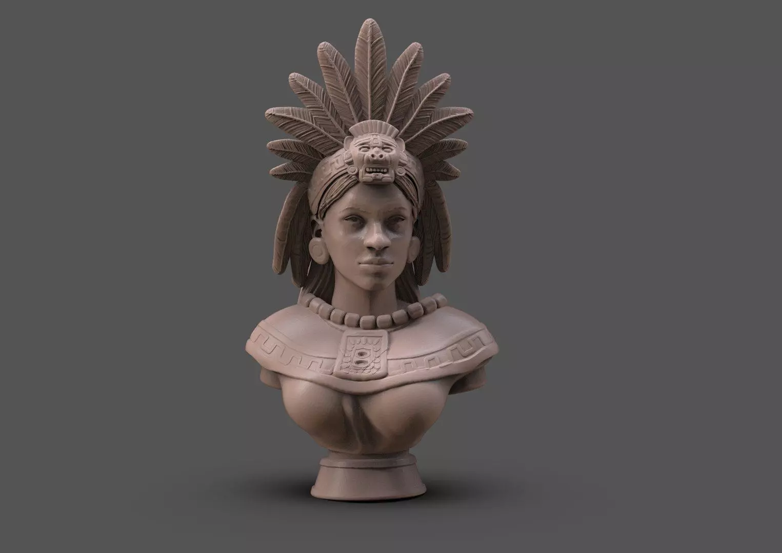 Aztec Woman bust 3D print model_0