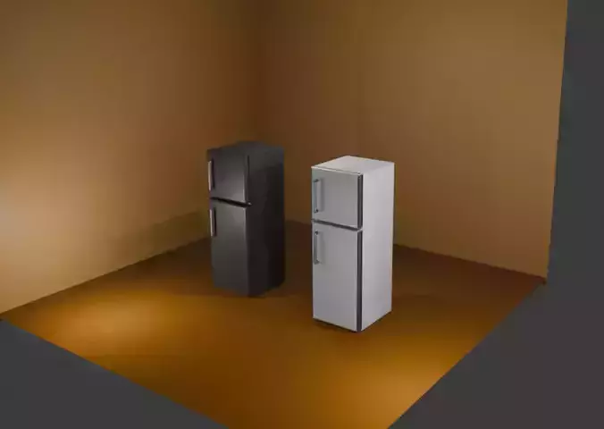 3D Refrigerators Black and White Realistic Model in FBX Format