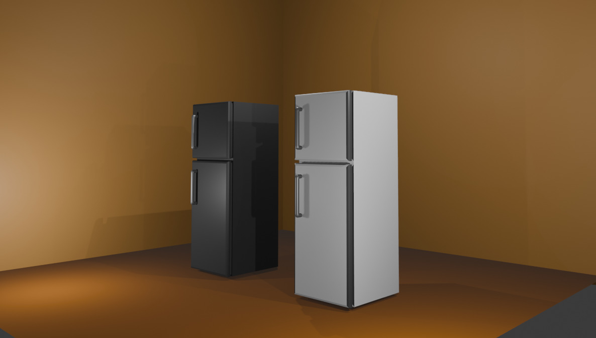 3D Refrigerators Black and White Realistic Model in FBX Format Low-poly 3D model_3