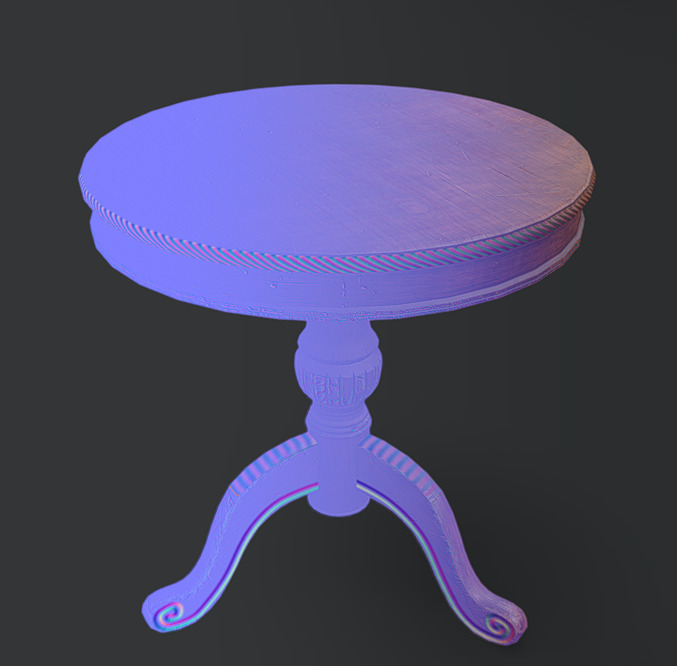 Vintage Table Low-poly 3D model_7