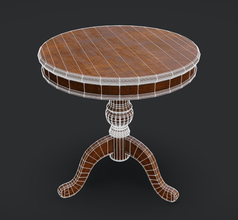 Vintage Table Low-poly 3D model_5