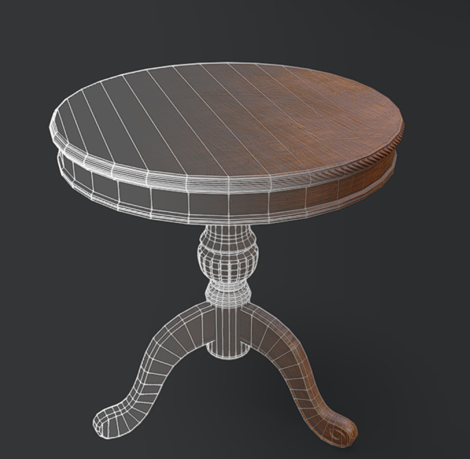 Vintage Table Low-poly 3D model_8