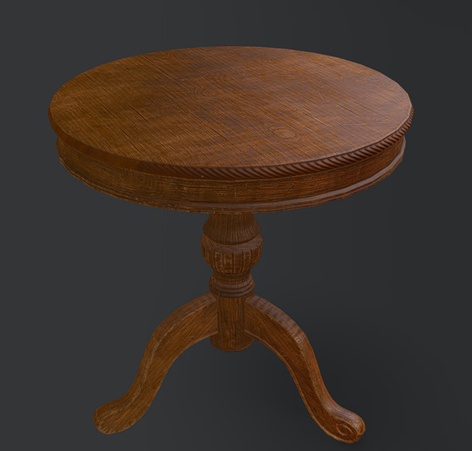 Vintage Table Low-poly 3D model_6