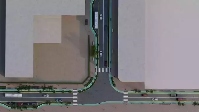 High Quality Road Junction Detailed and Editable 3D model