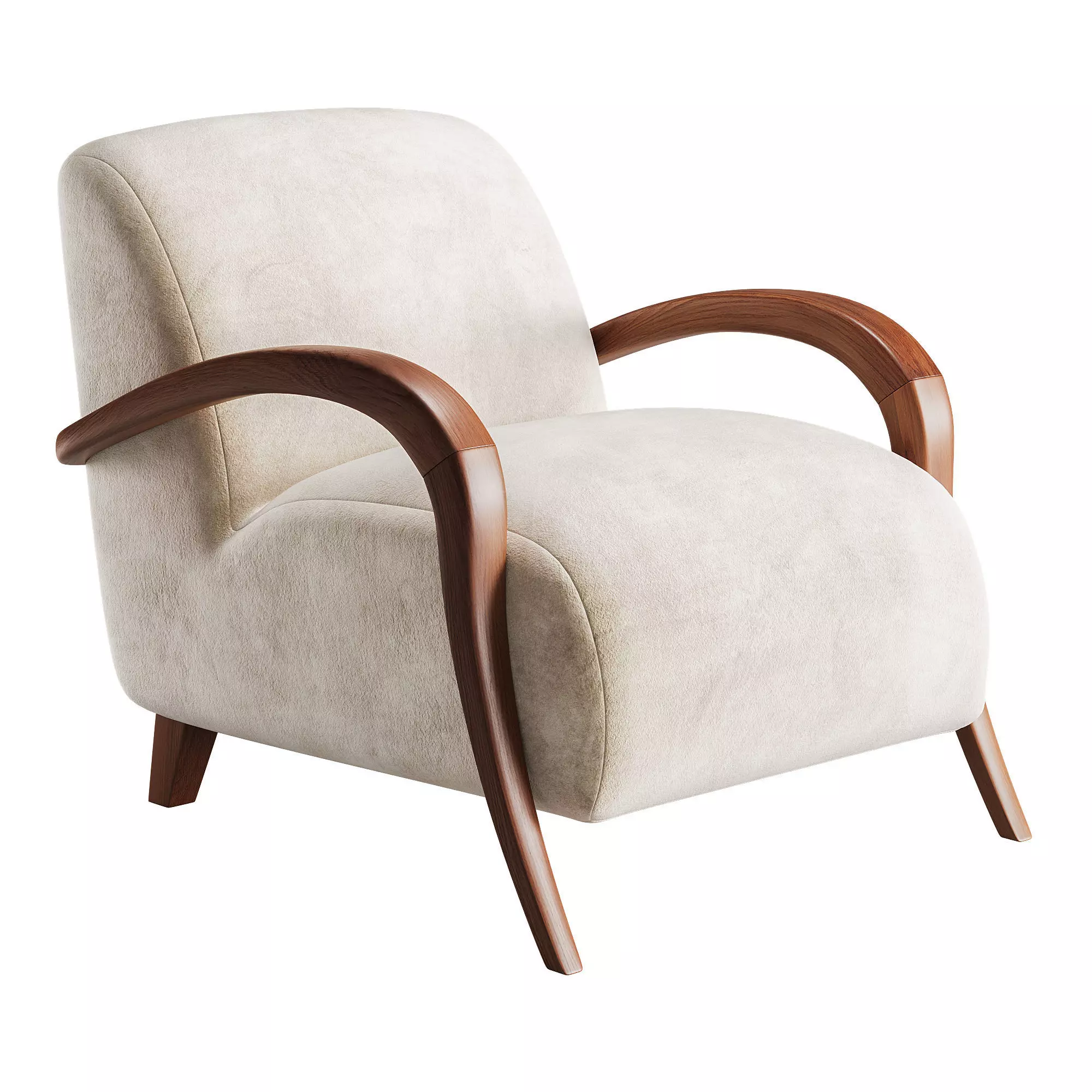 Domino Beige Walnut Armchair 3D model