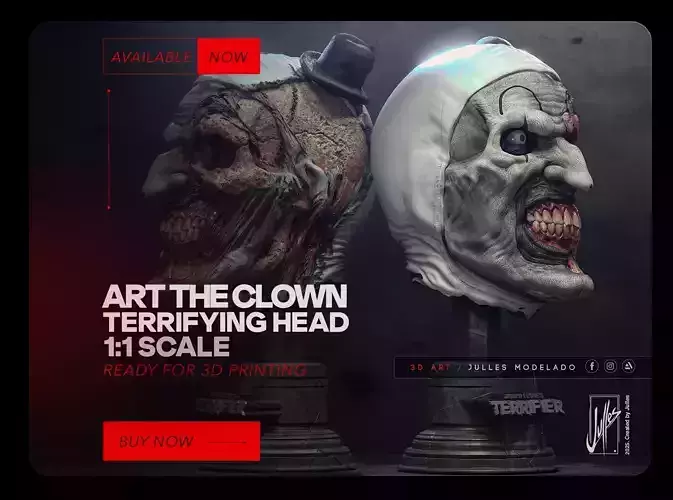 Art the Clown Smashed Head 1-1 Scale