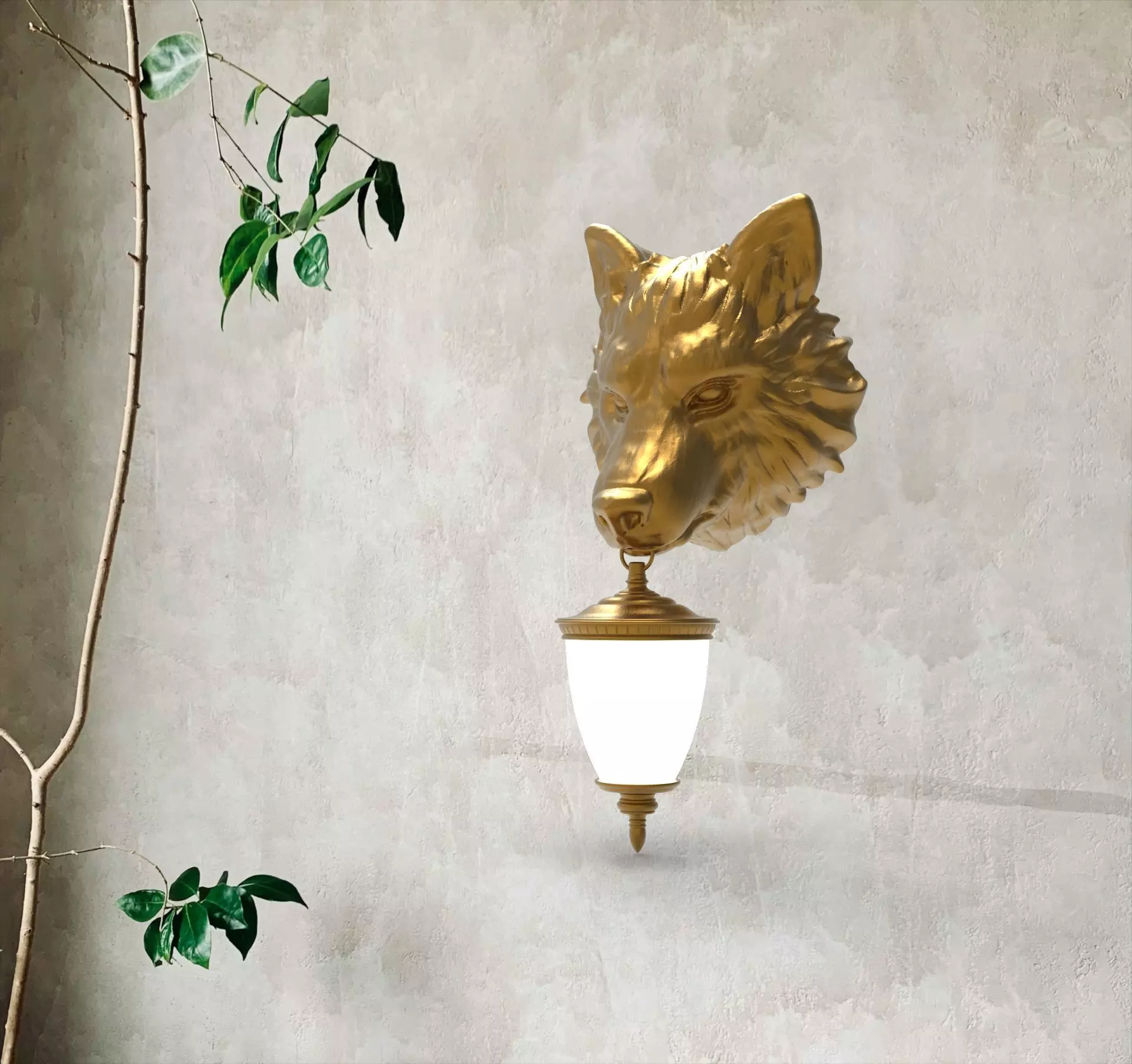 Wolf Head Wall Lamp 3D print model