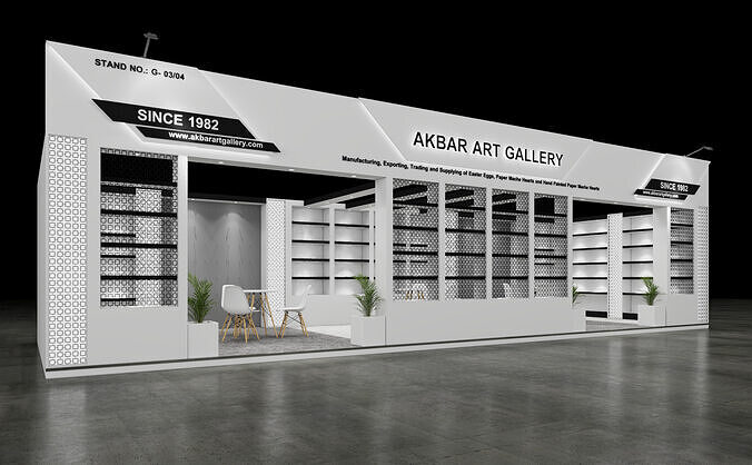 Exhibition Stand 12x4 1Side D1V1 3D model