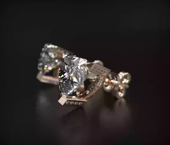 Earrings with heart cut diamond