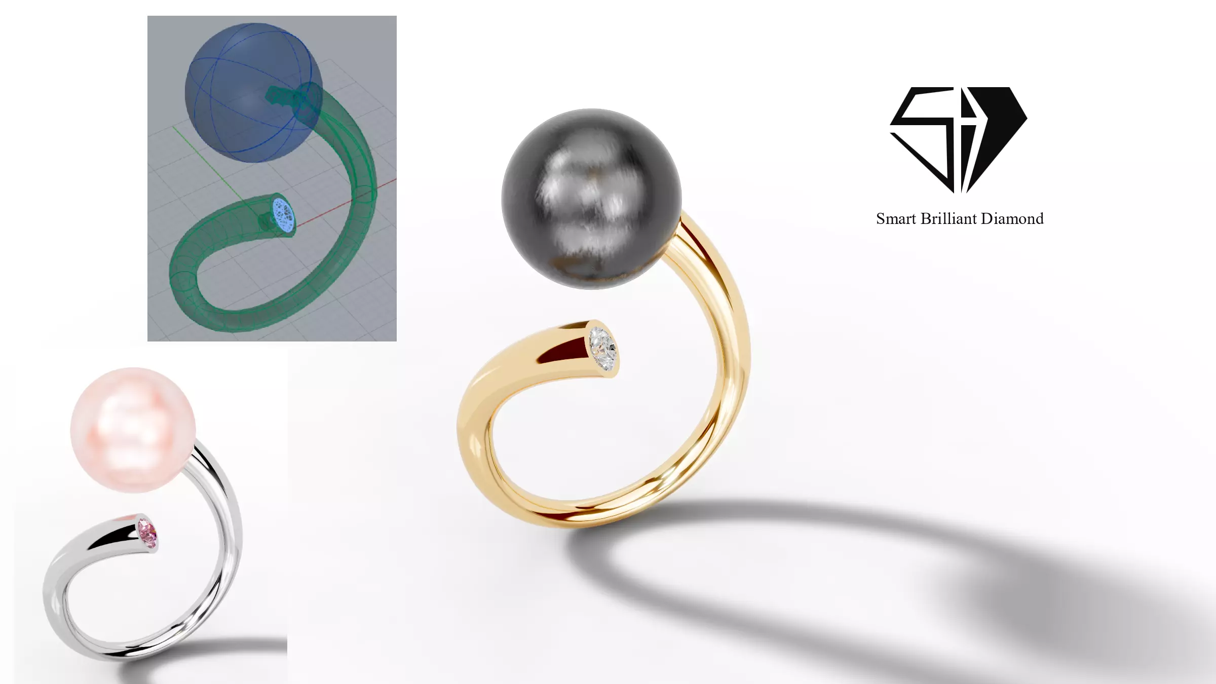 Royal Pearl Diamond Ring CAD Model pr0057 3D print model