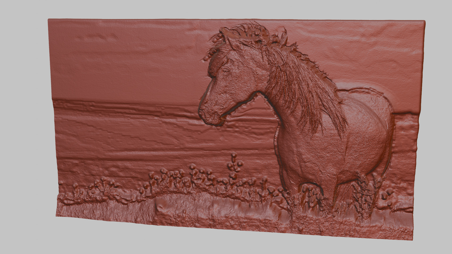 Horse relief sculpture for 3D printing and CNC routing 3D print model