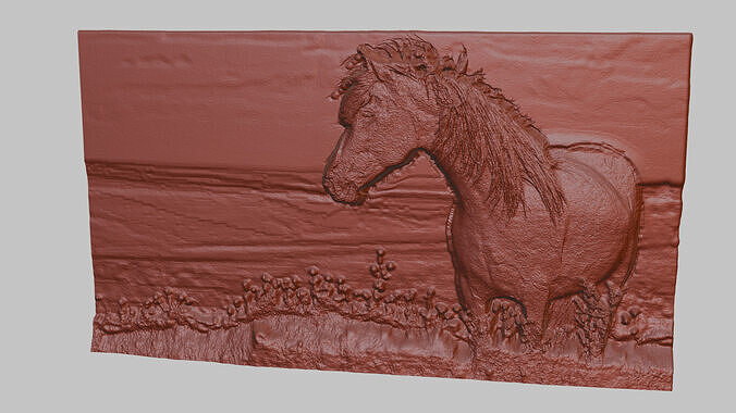 Horse relief sculpture for 3D printing and CNC routing 3D print model