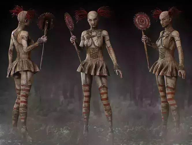 Horror Maniac Girl  Low-poly 3D model