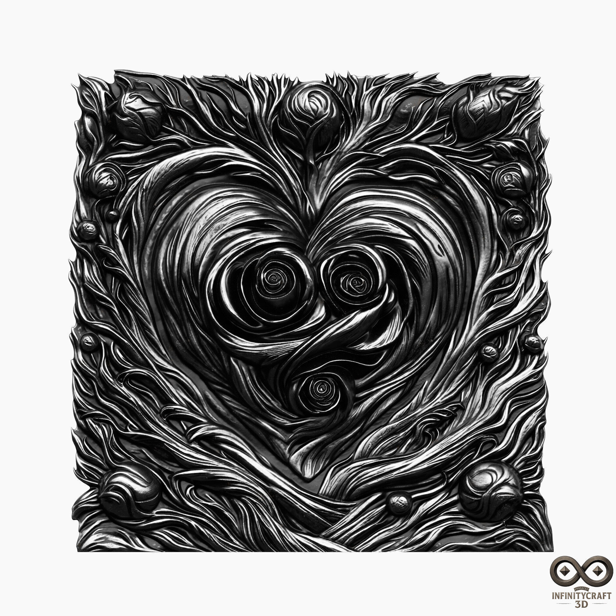 Mystic Wooden Love Relief STL file for CNC or 3D print model_2