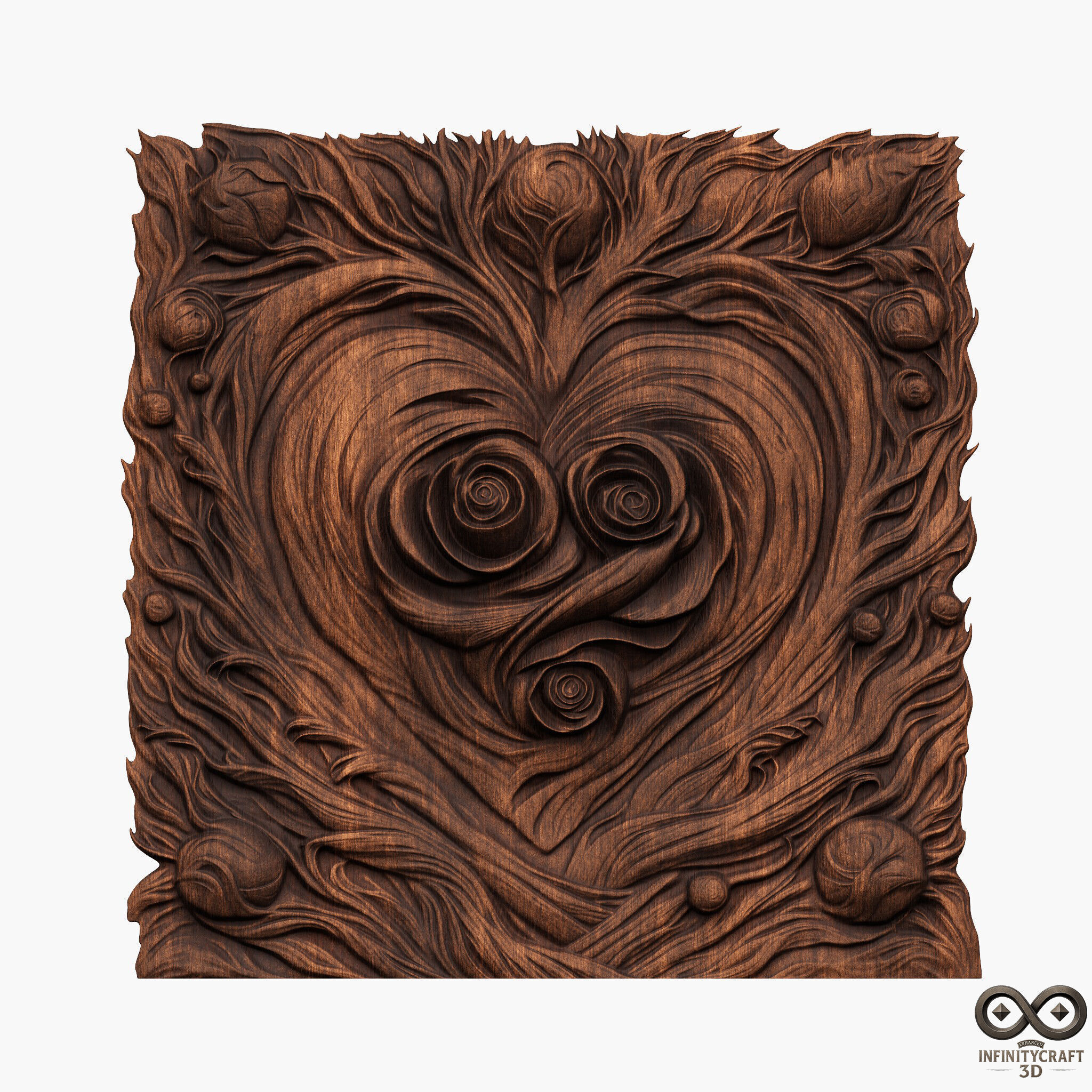 Mystic Wooden Love Relief STL file for CNC or 3D print model_3