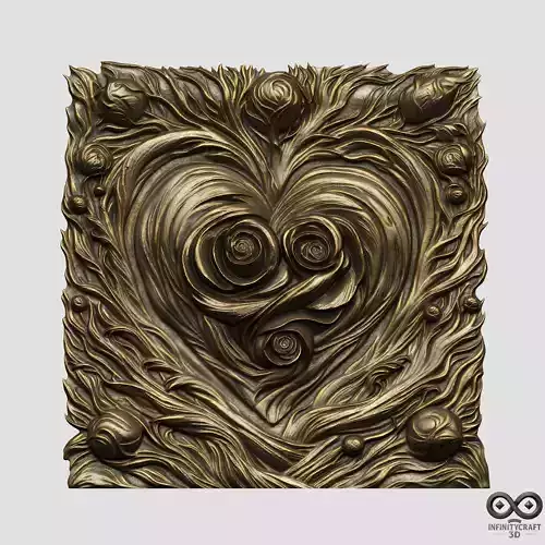 Mystic Wooden Love Relief  STL file for CNC or
