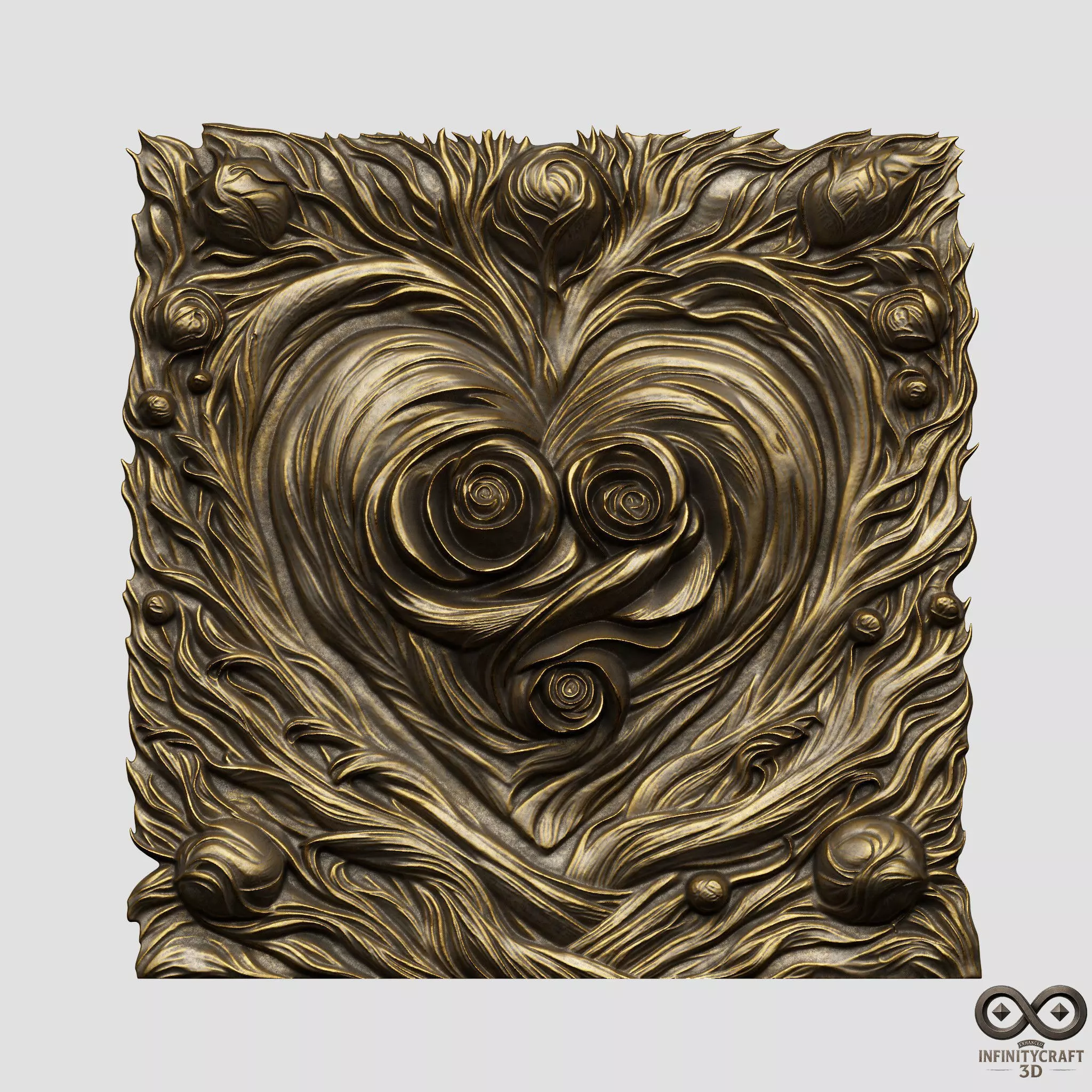 Mystic Wooden Love Relief STL file for CNC or 3D print model_0