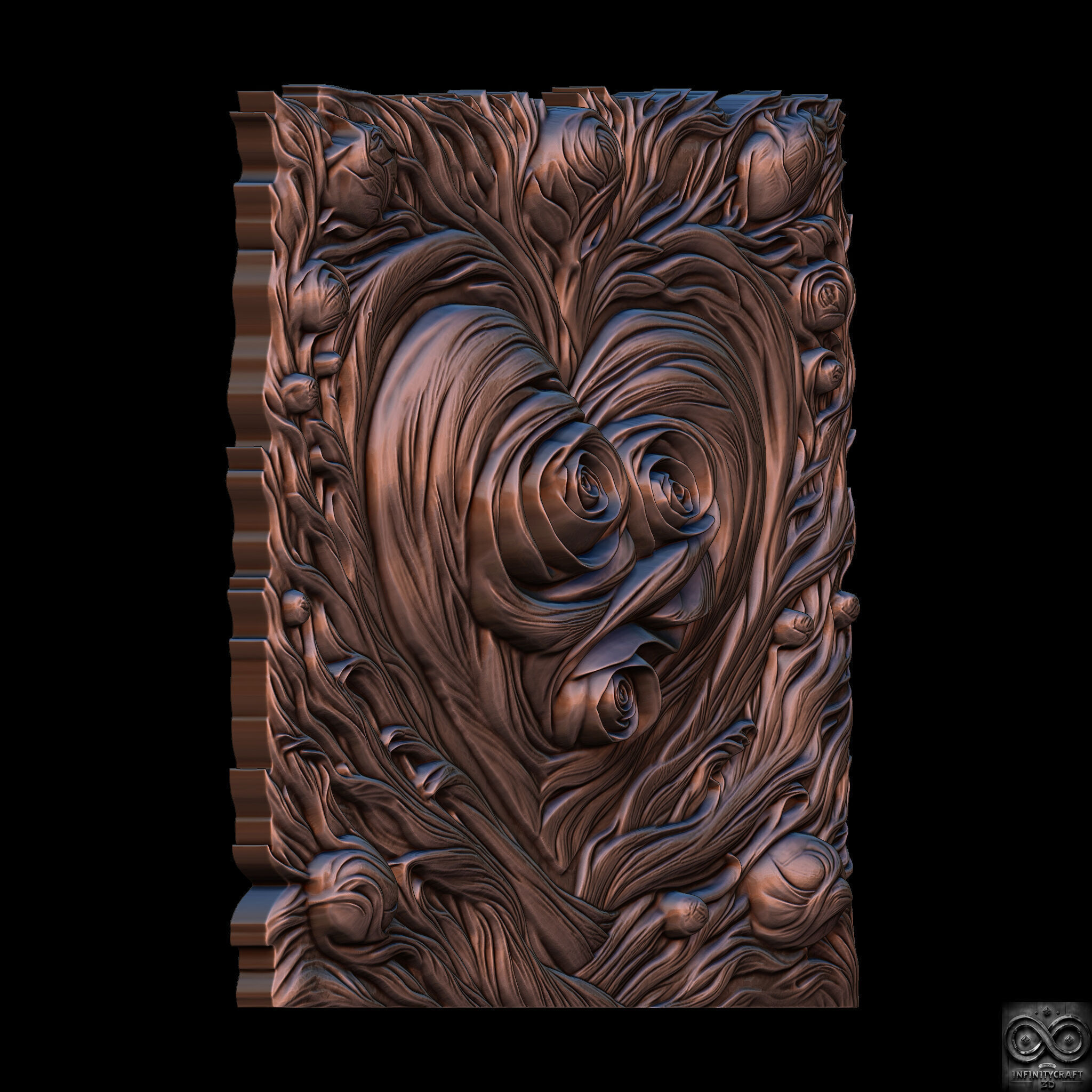 Mystic Wooden Love Relief STL file for CNC or 3D print model_9