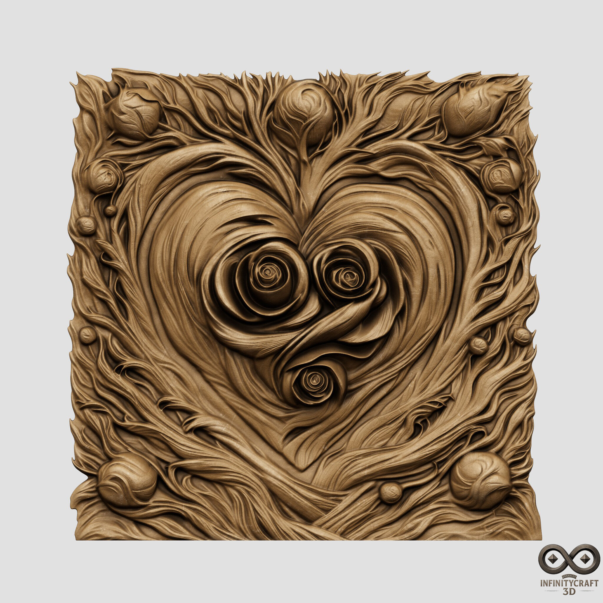 Mystic Wooden Love Relief STL file for CNC or 3D print model_1