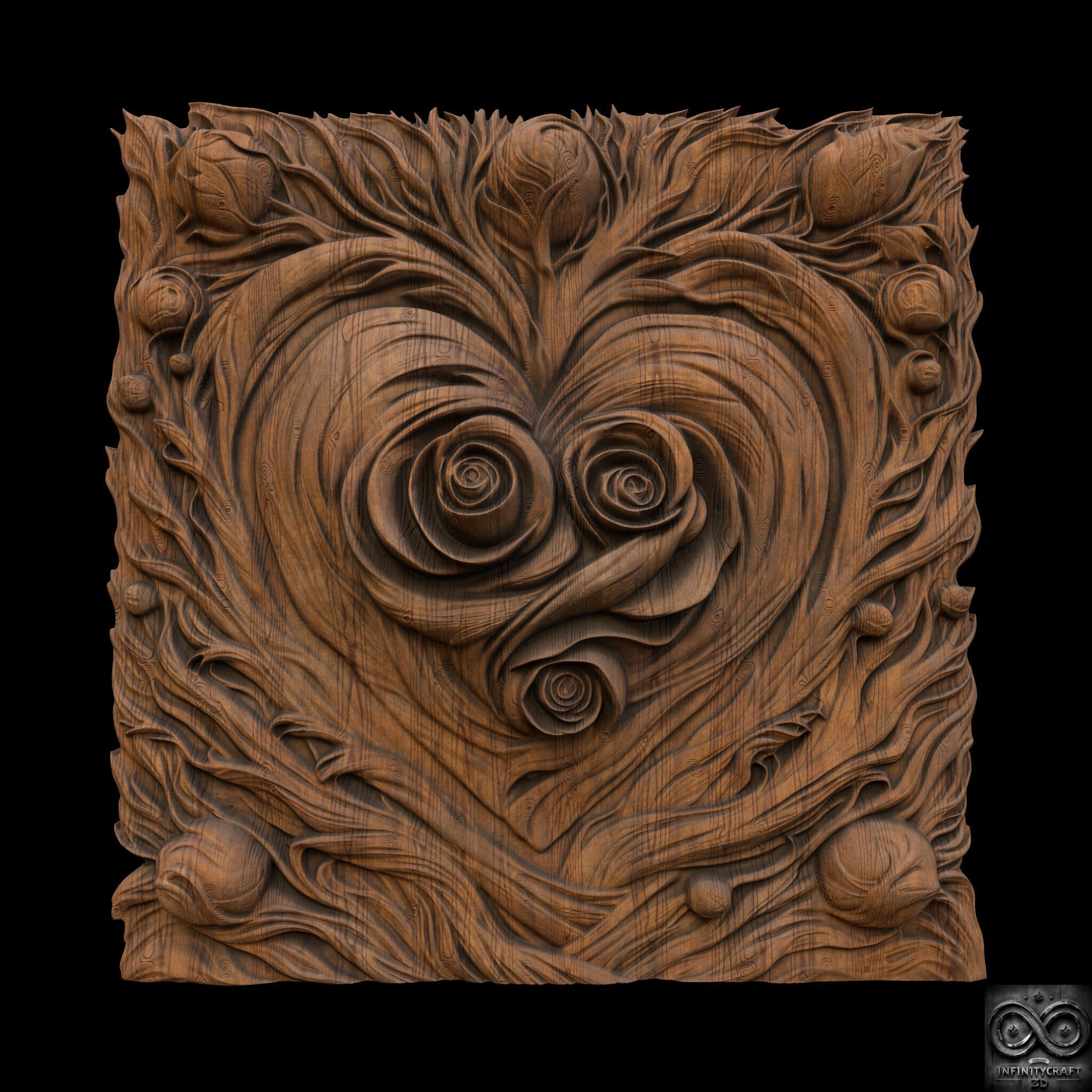 Mystic Wooden Love Relief STL file for CNC or 3D print model_5