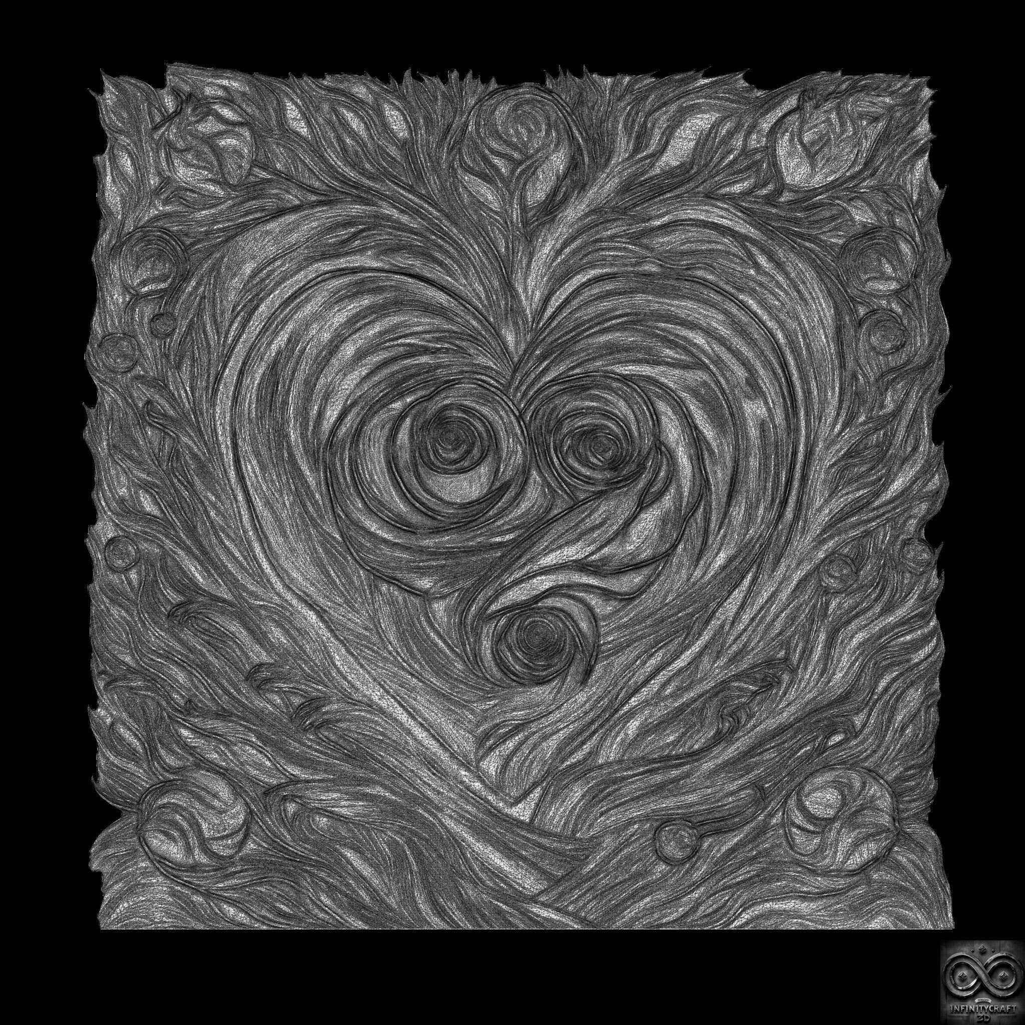 Mystic Wooden Love Relief STL file for CNC or 3D print model_12