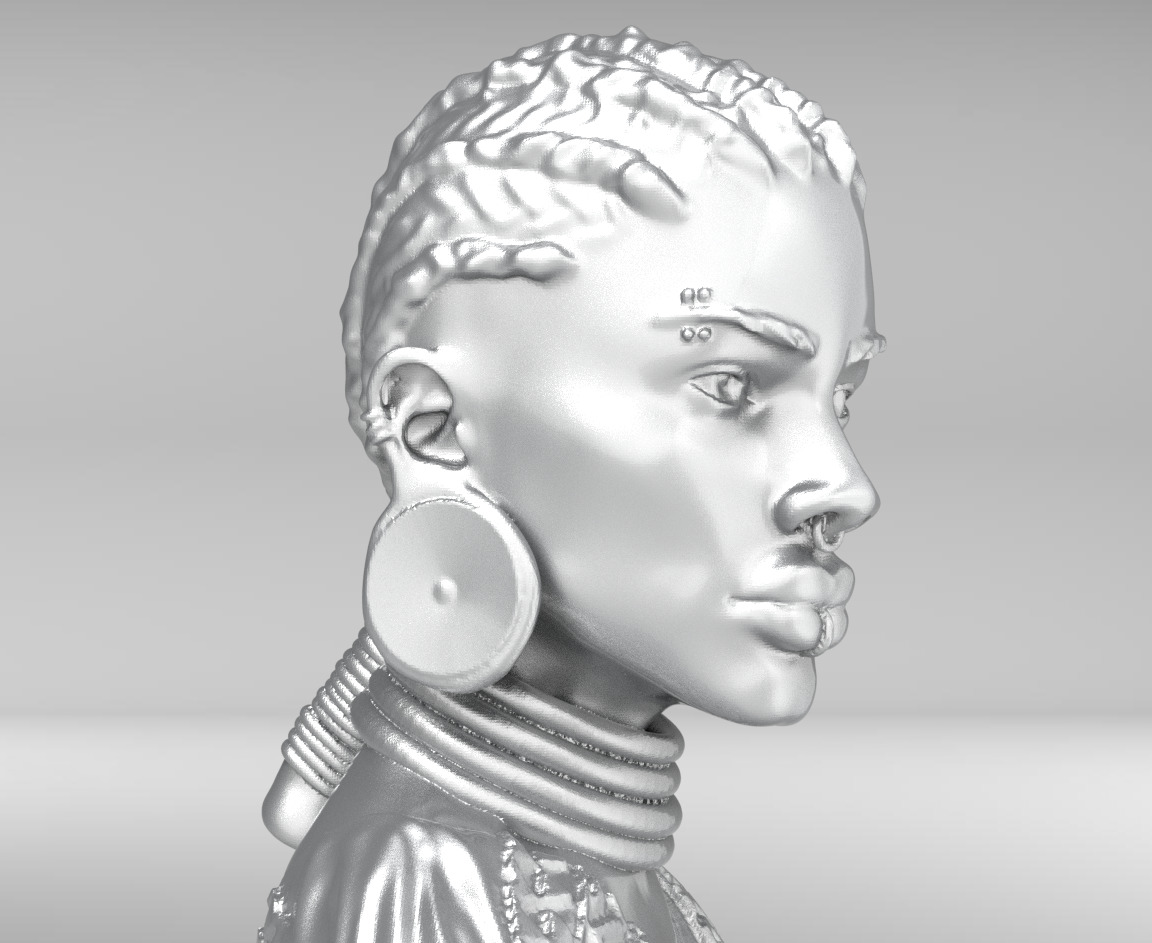 African Woman  3D print model_3