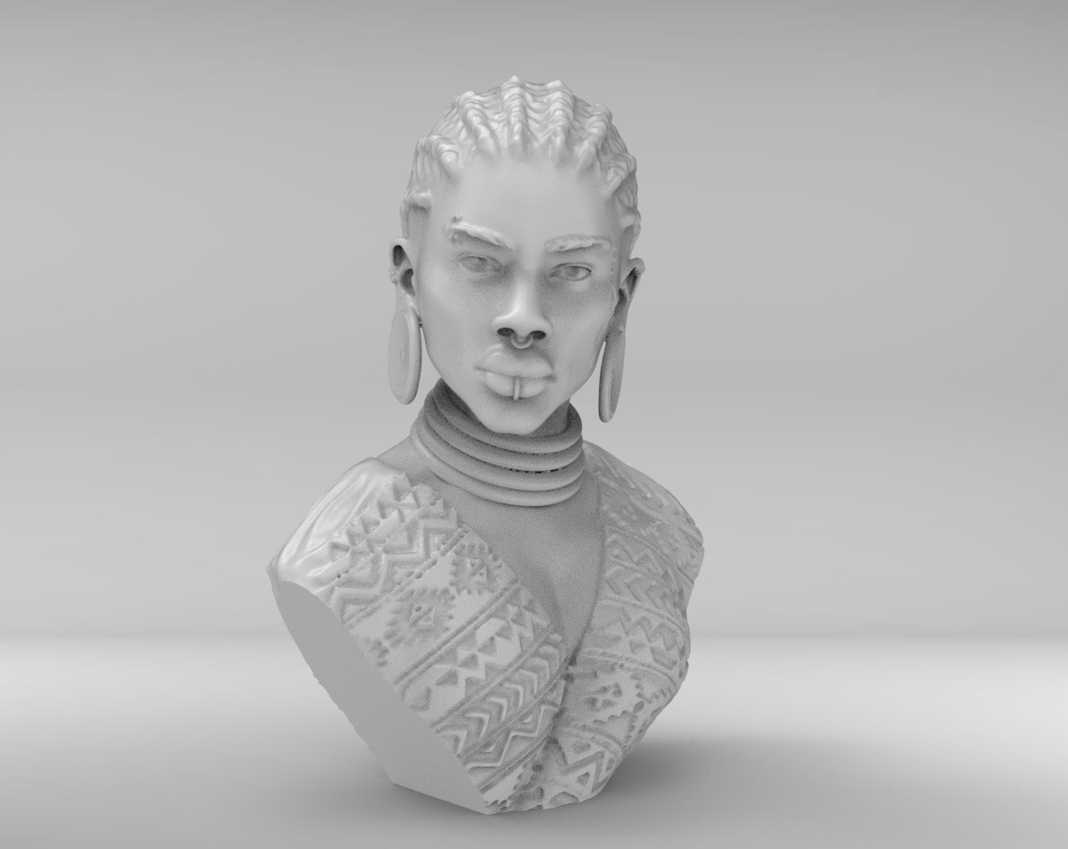 African Woman  3D print model_2