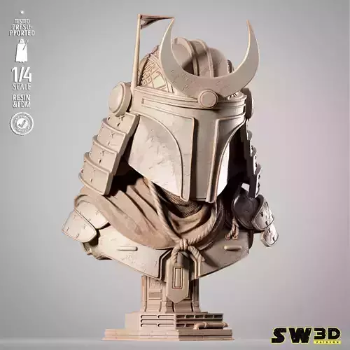 STAR WARS Boba Fett Samurai Portrait Bust