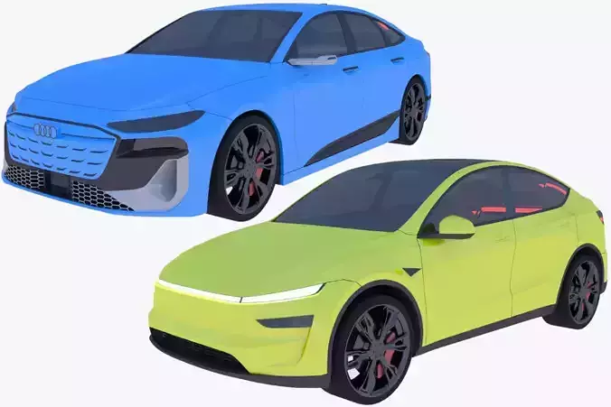 Tesla Juniper and Audi A6 e-tron 3D Model Collection