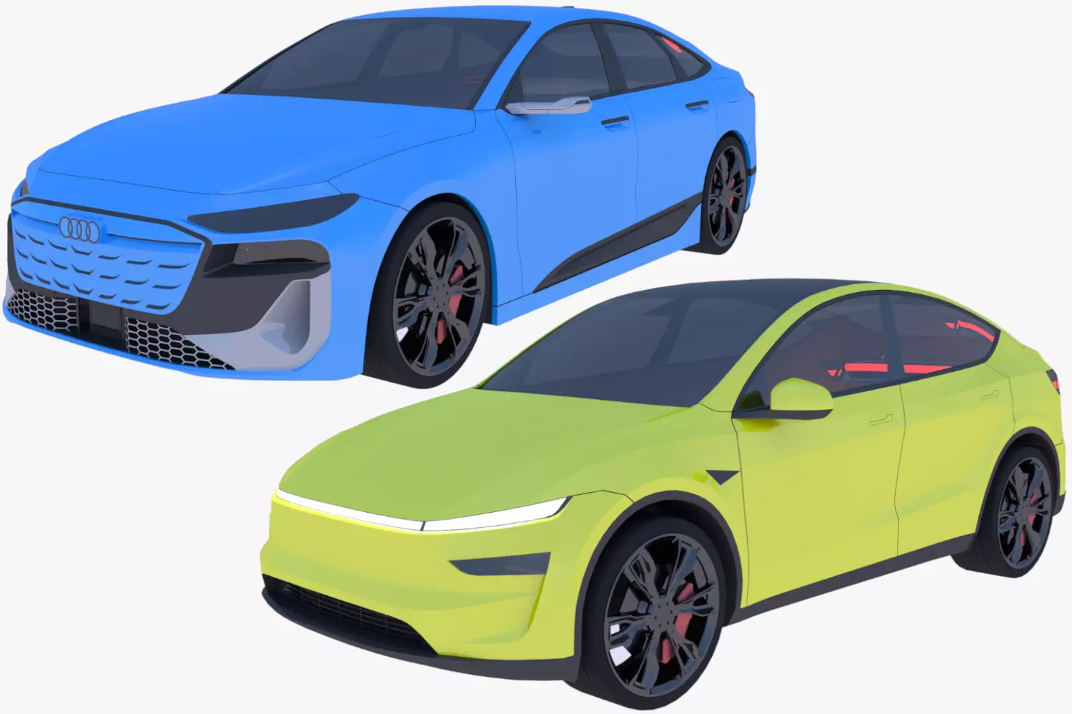 Tesla Juniper and Audi A6 e-tron 3D Model Collection_0