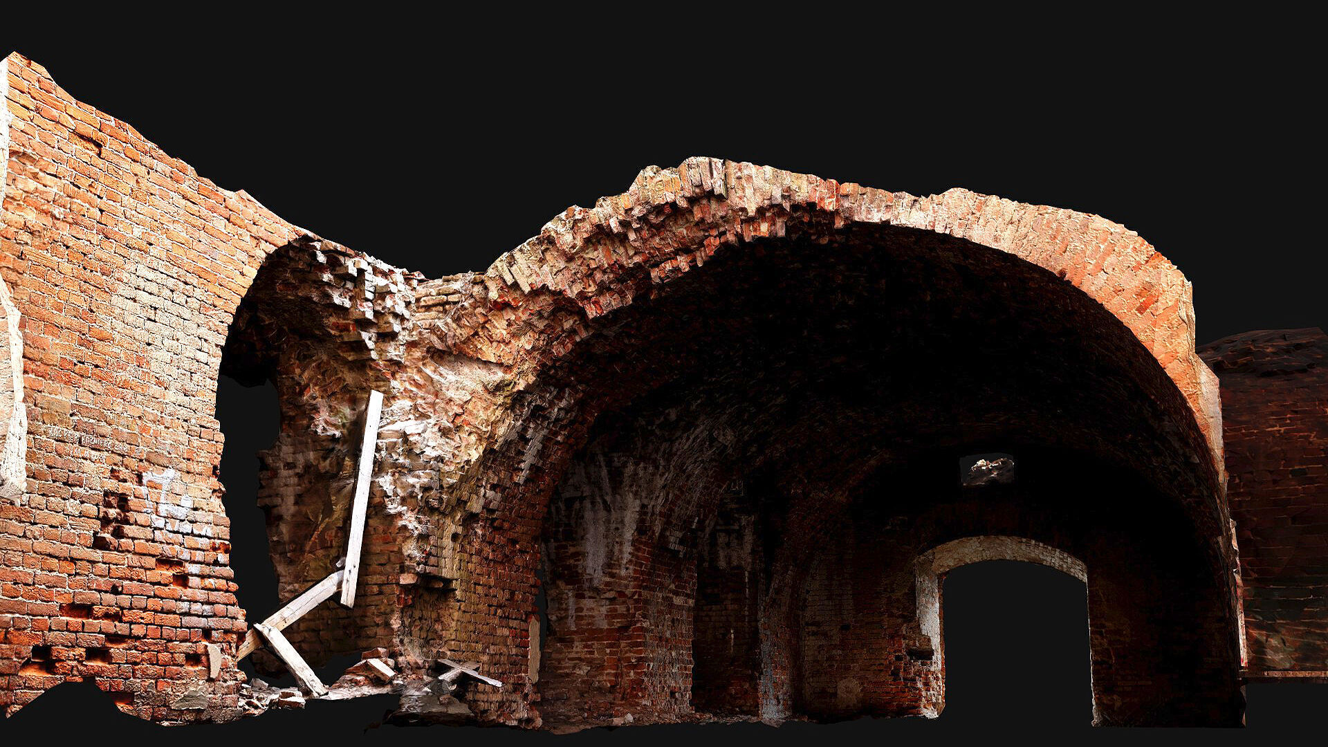 ruins abandoned castle brickwall interior photogrammetry Low-poly 3D model_1