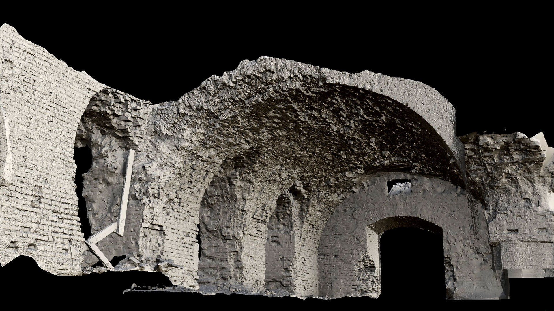 ruins abandoned castle brickwall interior photogrammetry Low-poly 3D model_6