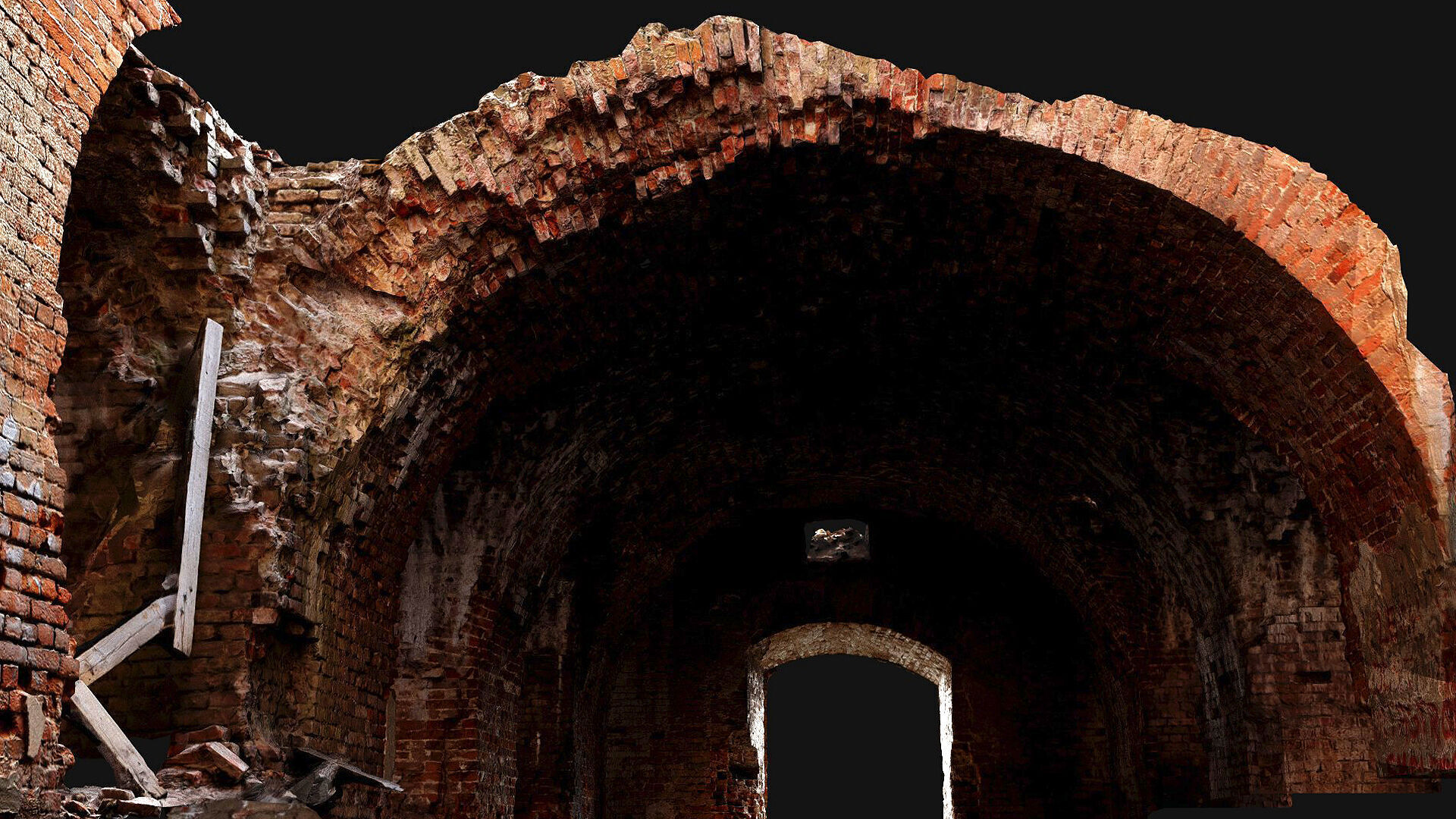 ruins abandoned castle brickwall interior photogrammetry Low-poly 3D model_2