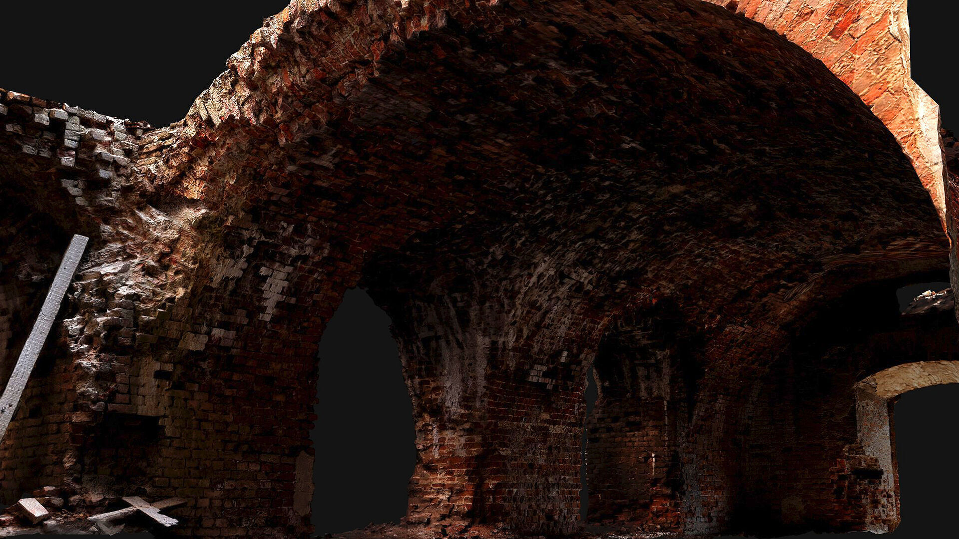 ruins abandoned castle brickwall interior photogrammetry Low-poly 3D model_4
