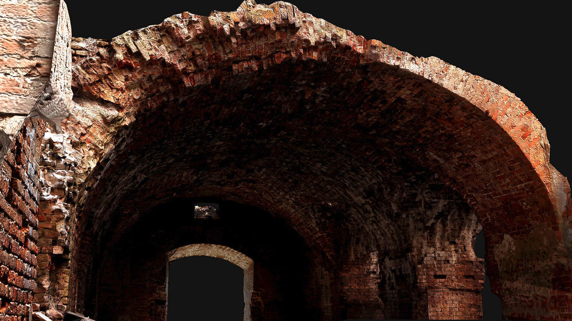 ruins abandoned castle brickwall interior photogrammetry Low-poly 3D model_5